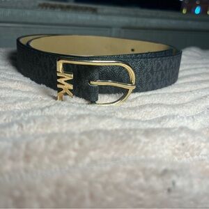 Michael Kors Black Belt with Gold Buckle